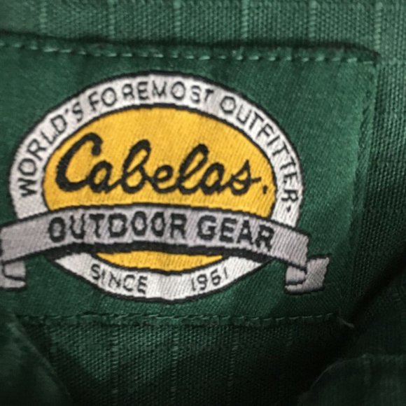 #66 Cabela's Outdoor Hiking Men's Green Button Down Long Sleeves Fishing Shirt - Picture 7 of 9